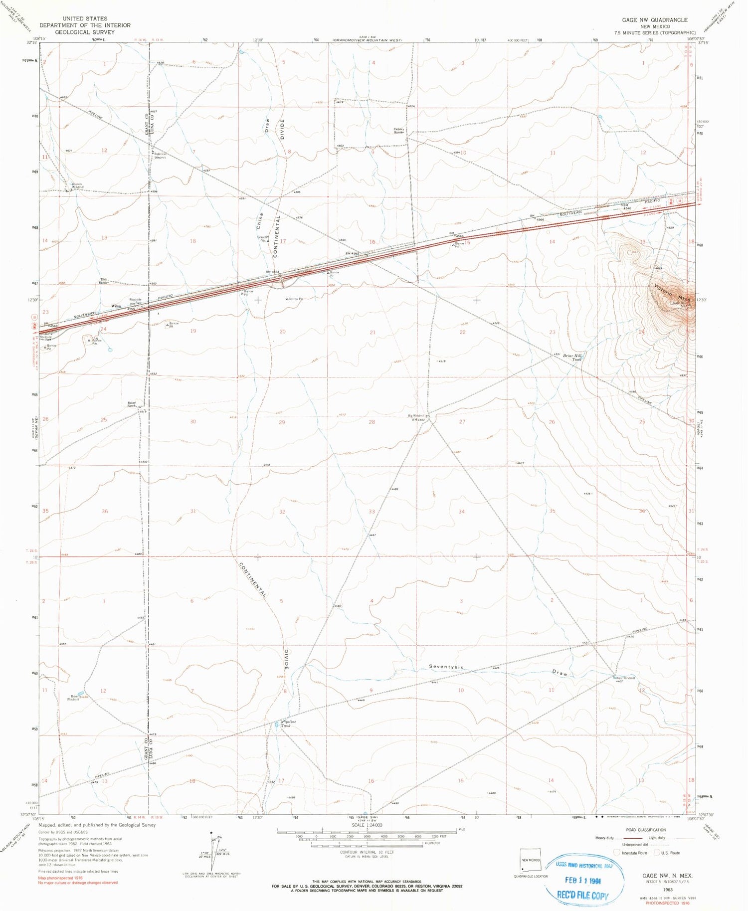 Classic USGS Gage NW New Mexico 7.5'x7.5' Topo Map Image