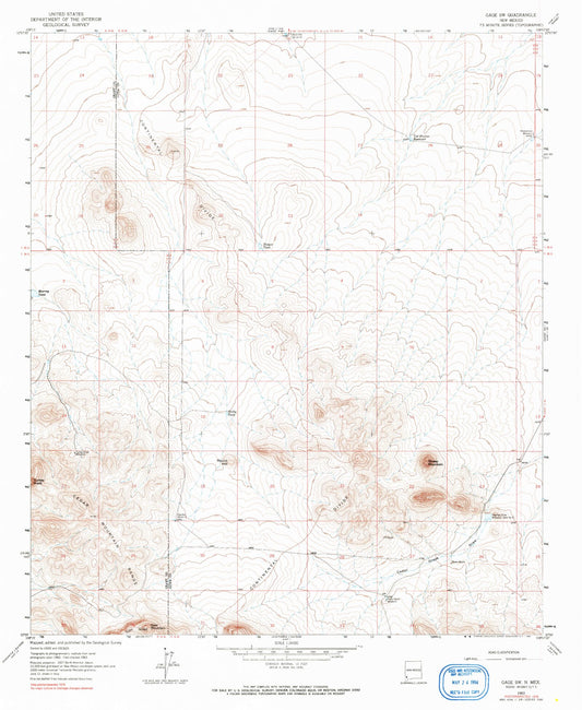Classic USGS Gage SW New Mexico 7.5'x7.5' Topo Map Image
