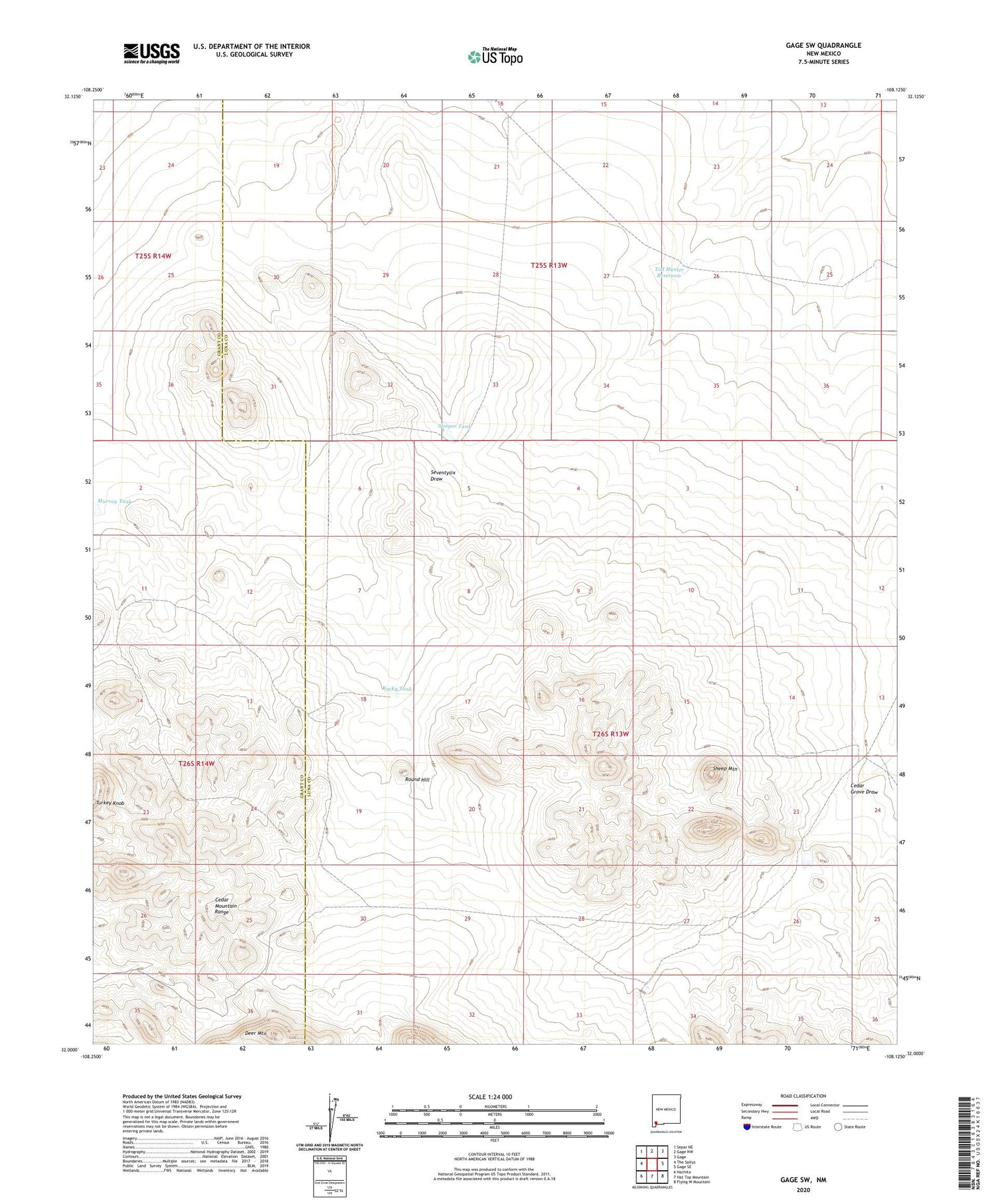 Gage SW New Mexico US Topo Map Image