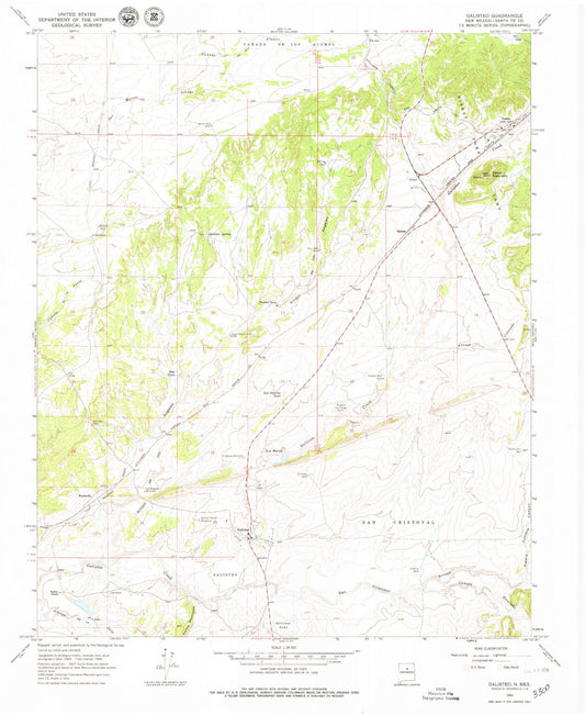 Classic USGS Galisteo New Mexico 7.5'x7.5' Topo Map Image