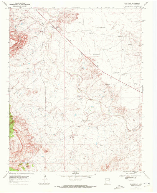 Classic USGS Gallegos New Mexico 7.5'x7.5' Topo Map Image