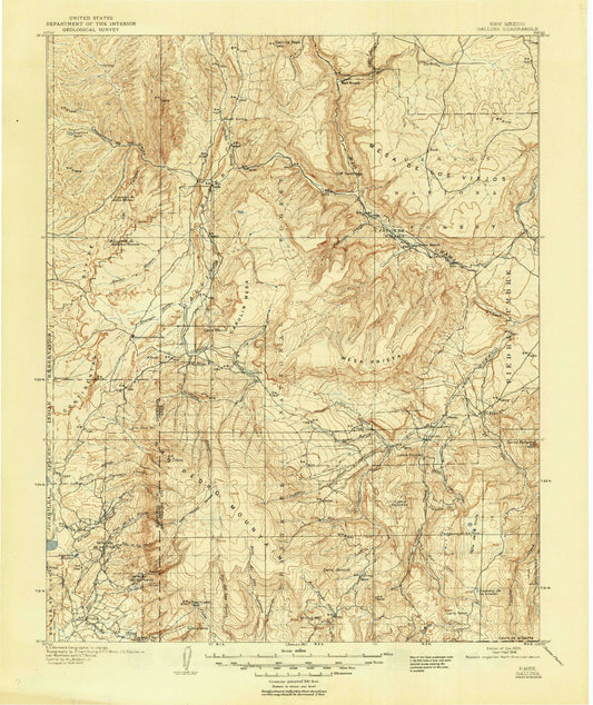 Historic 1909 Gallina New Mexico 30'x30' Topo Map Image