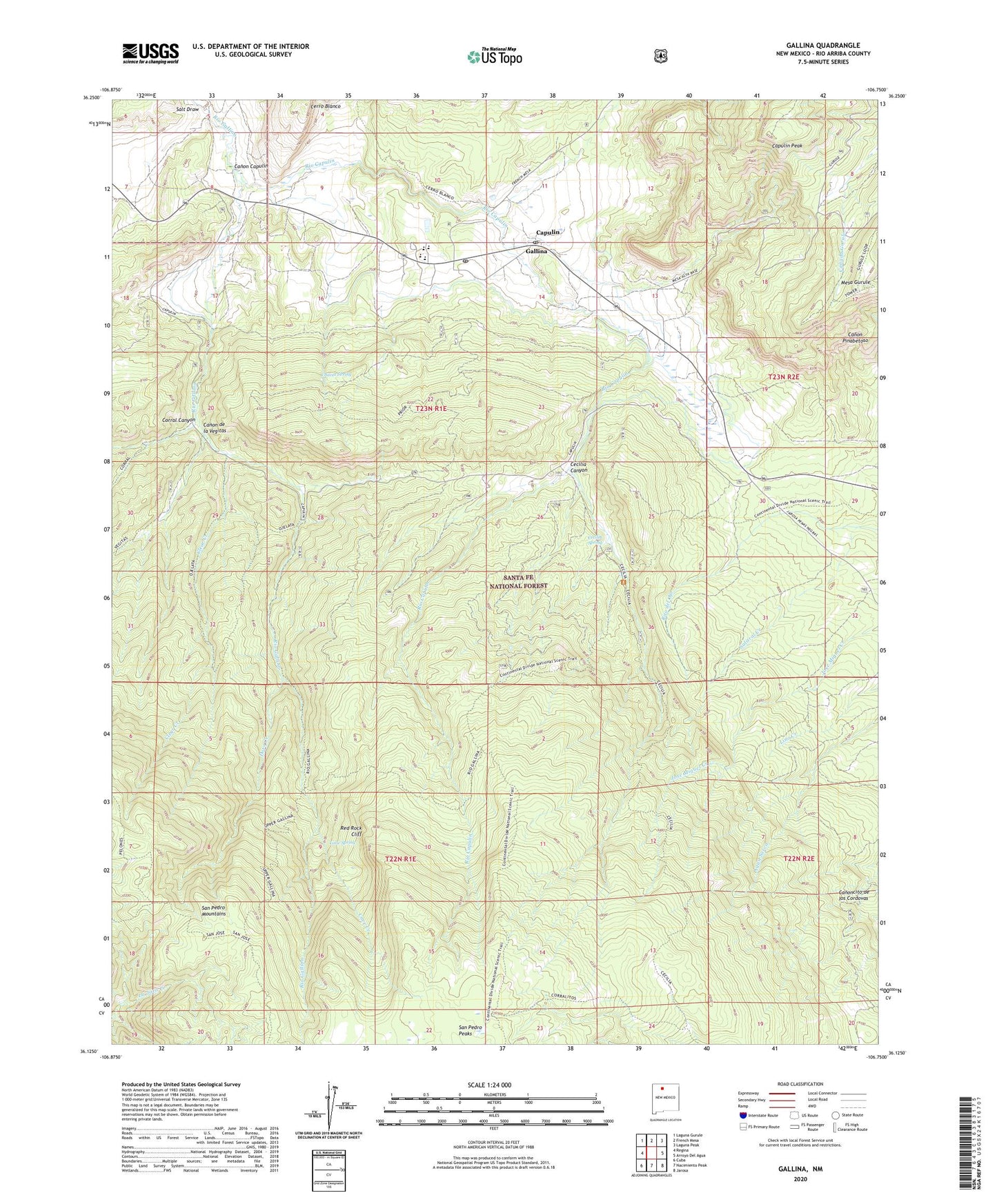 Gallina New Mexico US Topo Map Image
