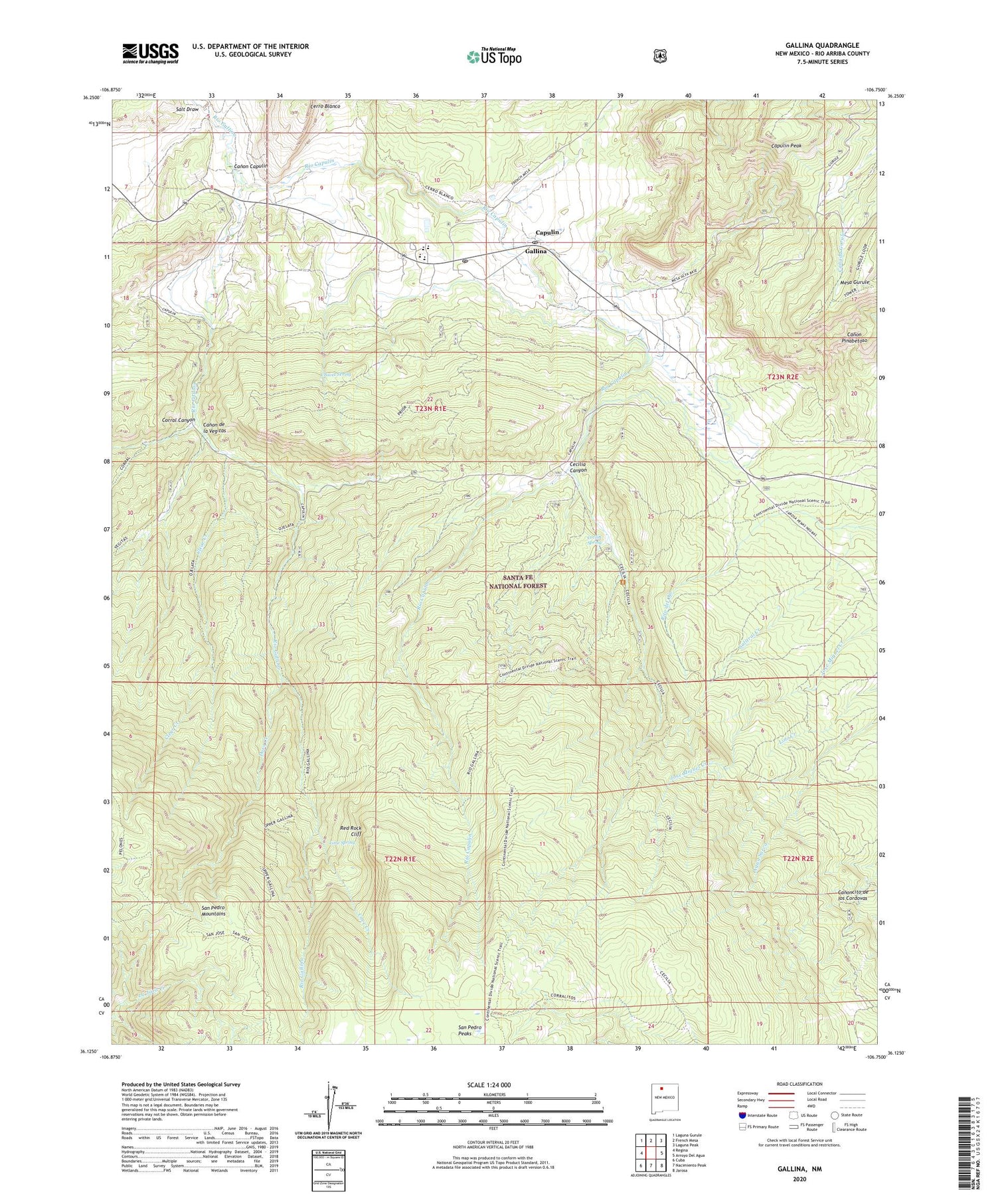 Gallina New Mexico US Topo Map Image