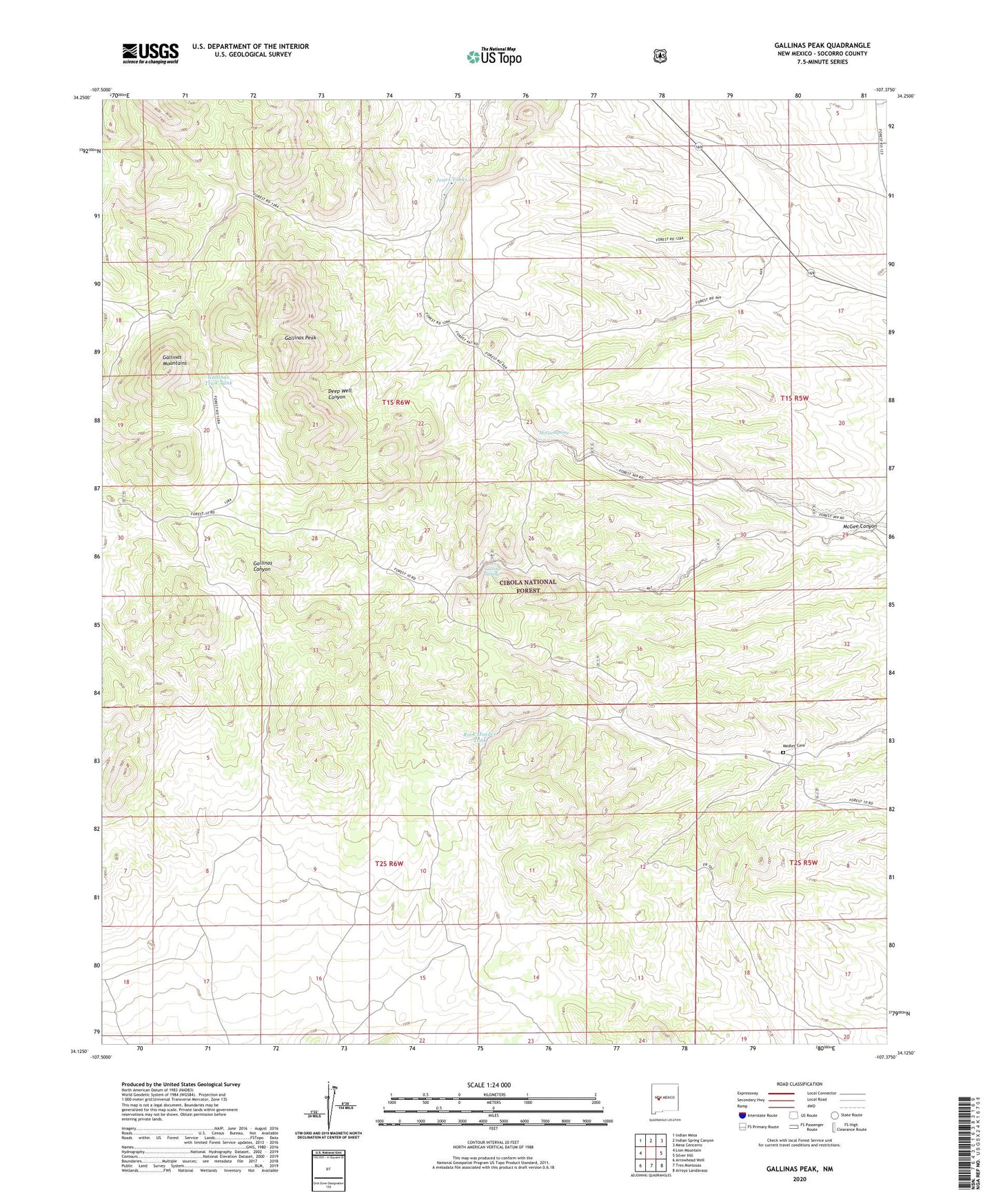 Gallinas Peak New Mexico US Topo Map Image