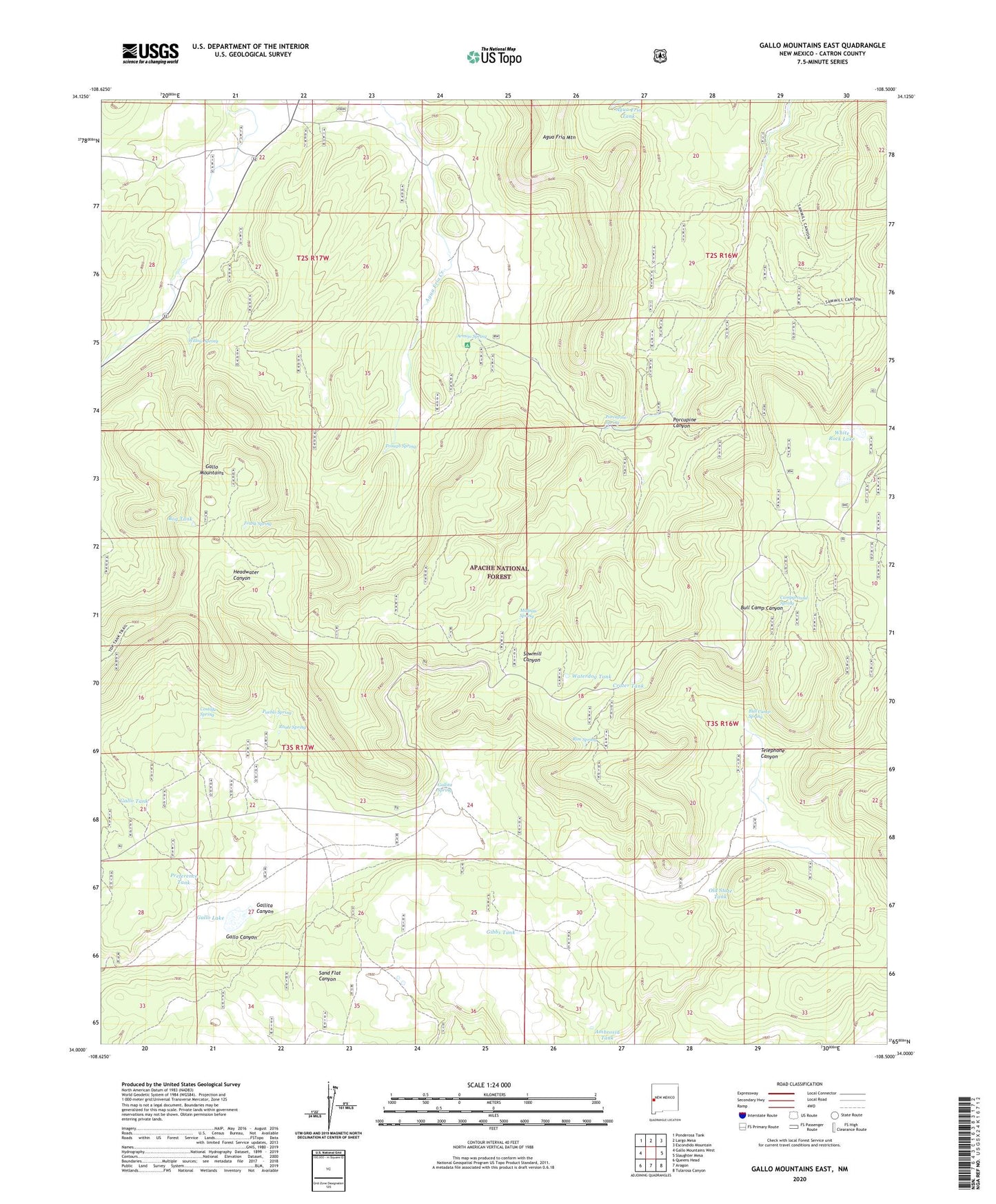 Gallo Mountains East New Mexico US Topo Map Image