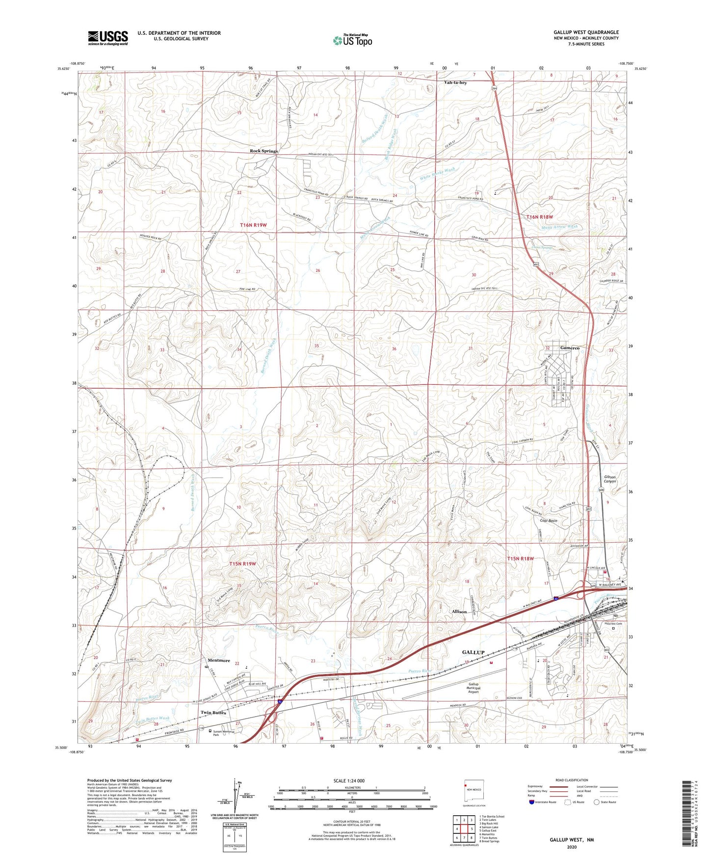 Gallup West New Mexico US Topo Map Image
