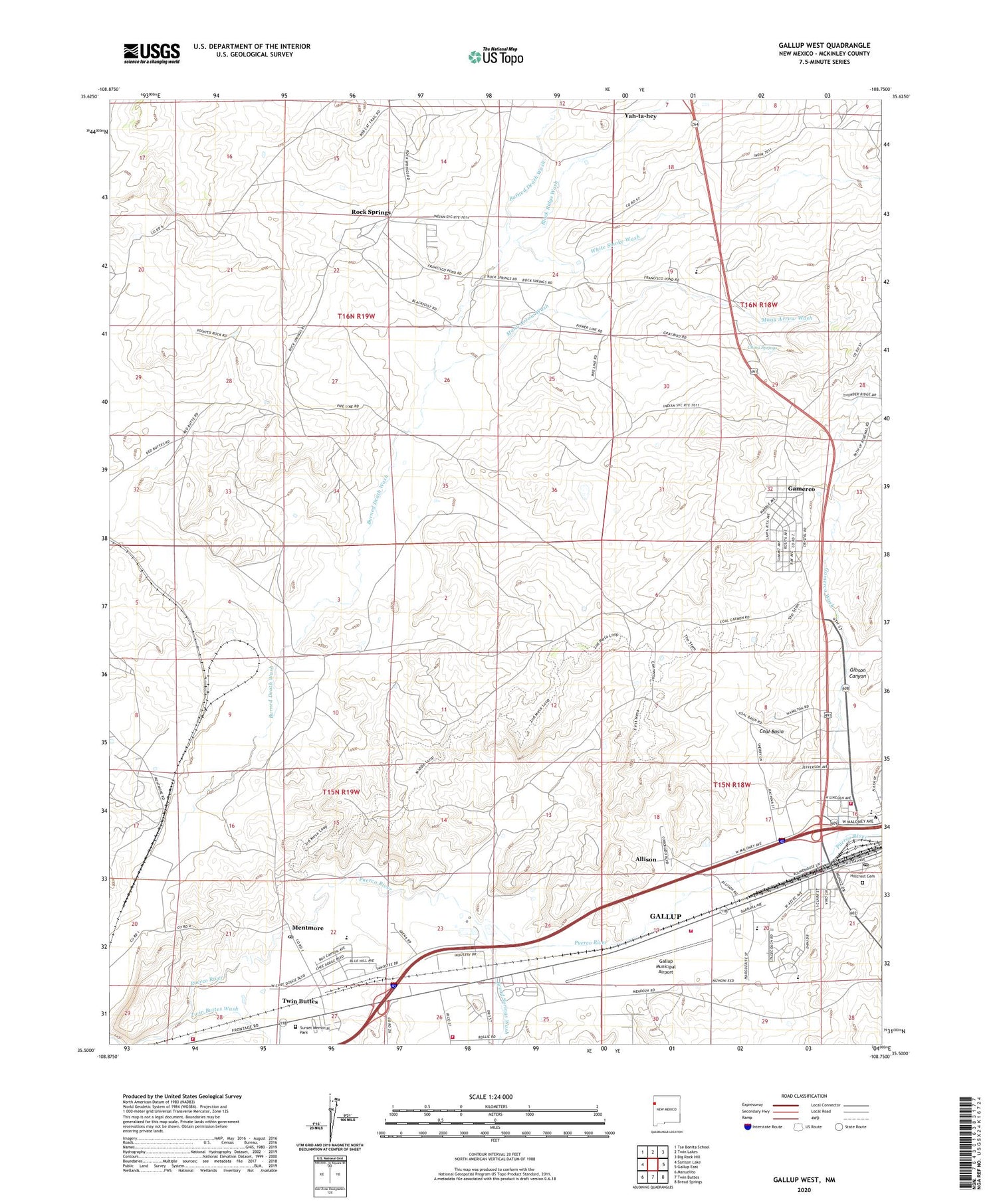 Gallup West New Mexico US Topo Map Image