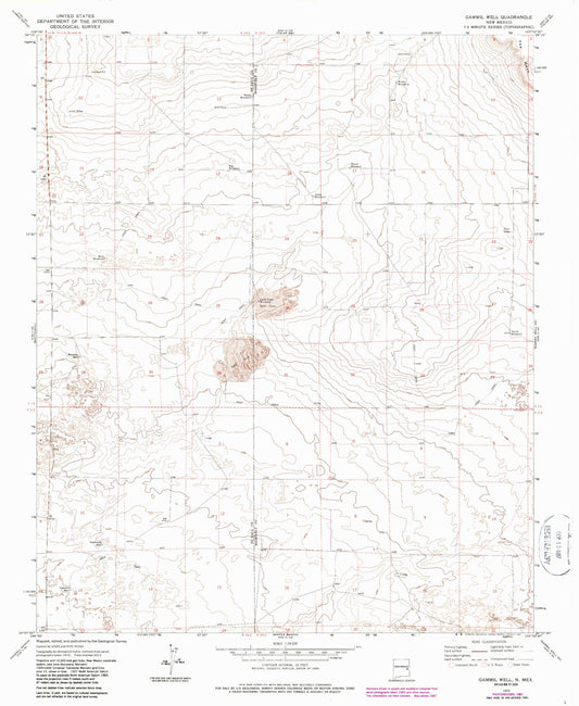 Classic USGS Gammil Well New Mexico 7.5'x7.5' Topo Map Image