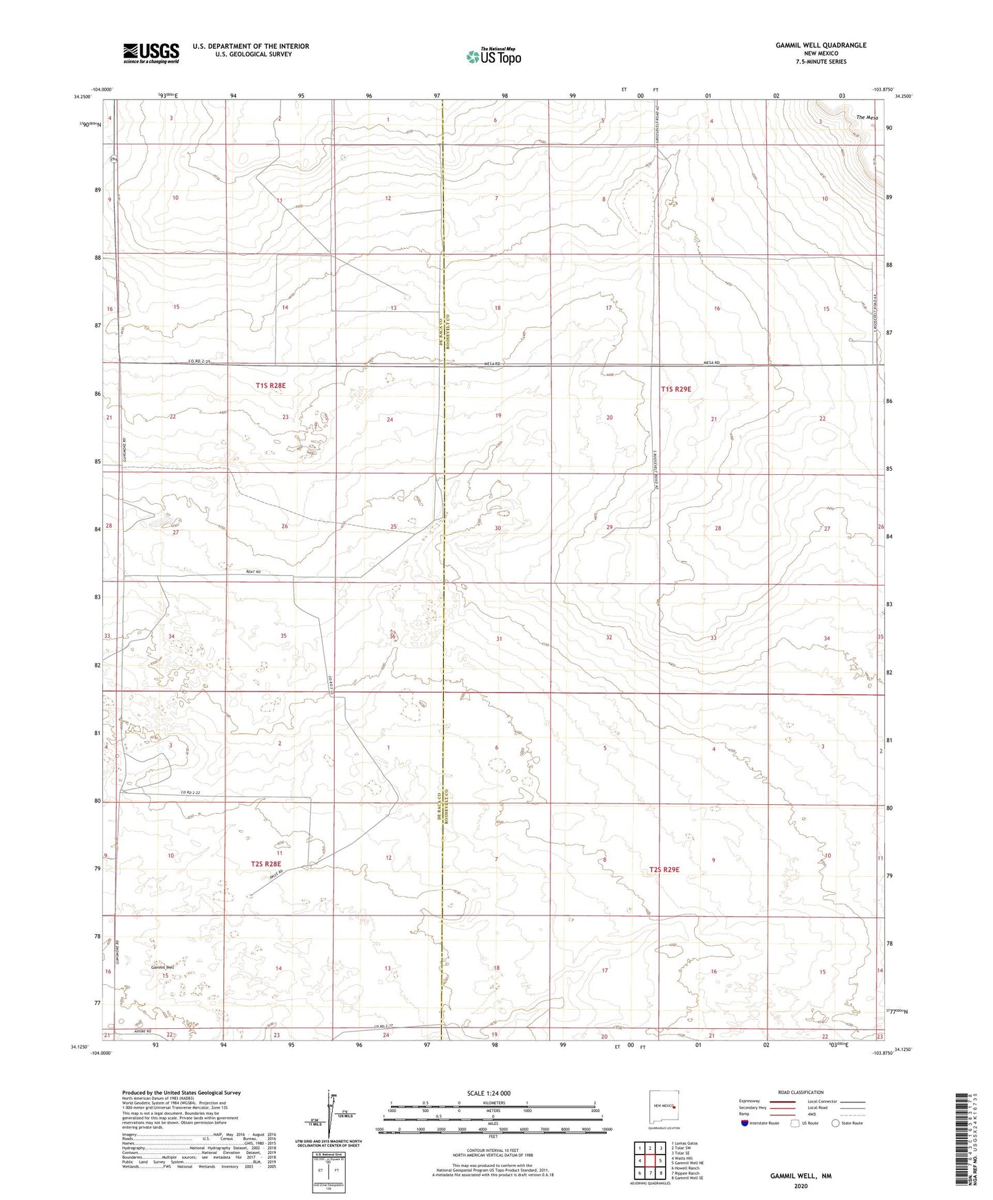 Gammil Well New Mexico US Topo Map Image
