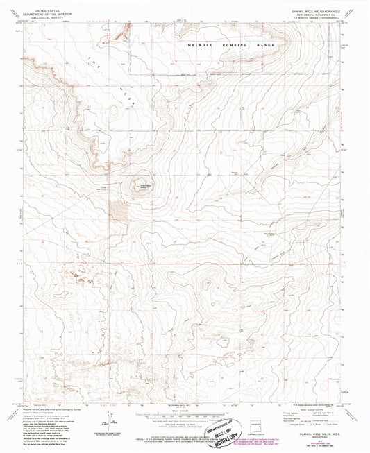 Classic USGS Gammil Well NE New Mexico 7.5'x7.5' Topo Map Image
