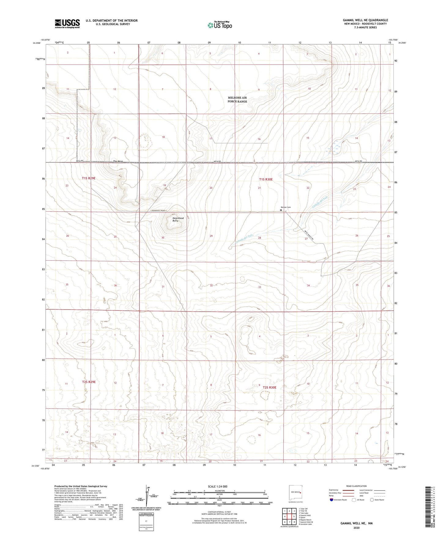 Gammil Well NE New Mexico US Topo Map Image