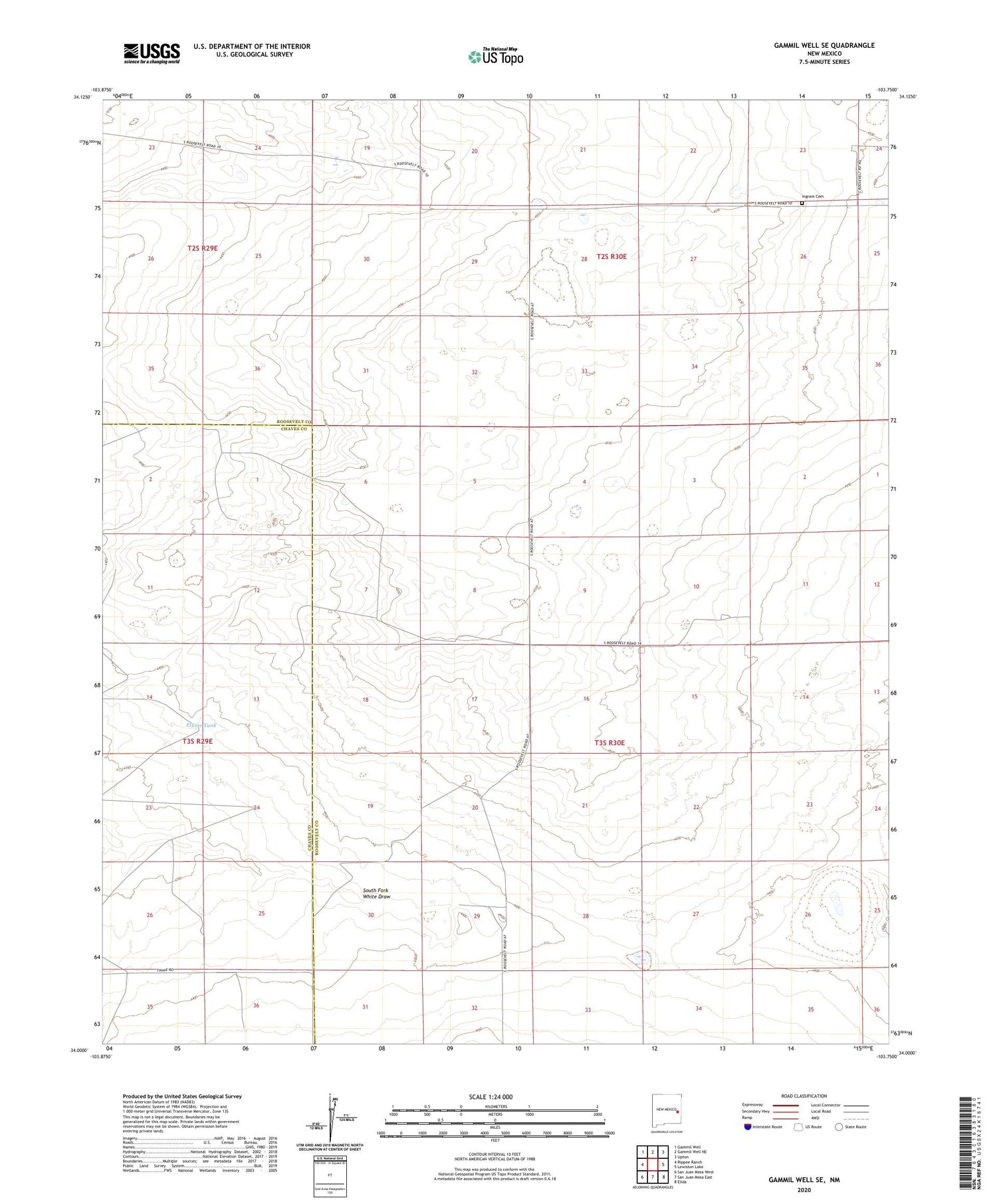 Gammil Well SE New Mexico US Topo Map Image