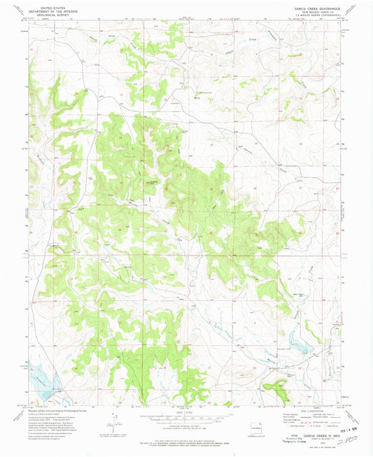 Classic USGS Garcia Creek New Mexico 7.5'x7.5' Topo Map Image