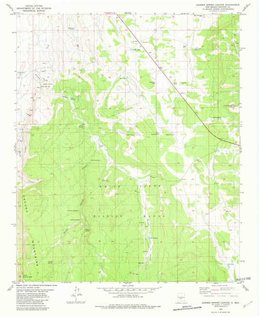Classic USGS Garden Spring Canyon New Mexico 7.5'x7.5' Topo Map Image