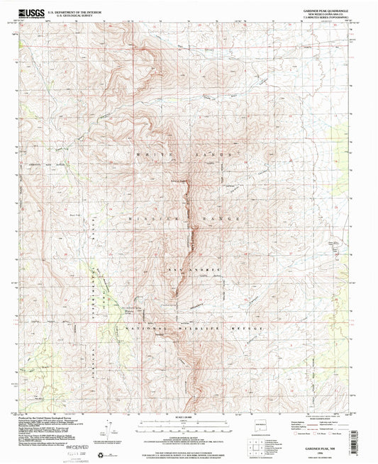 Classic USGS Gardner Peak New Mexico 7.5'x7.5' Topo Map Image