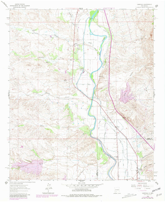 Classic USGS Garfield New Mexico 7.5'x7.5' Topo Map Image