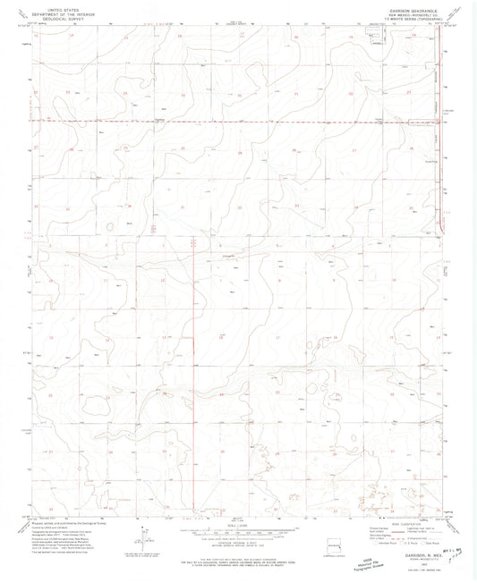 Classic USGS Garrison New Mexico 7.5'x7.5' Topo Map Image