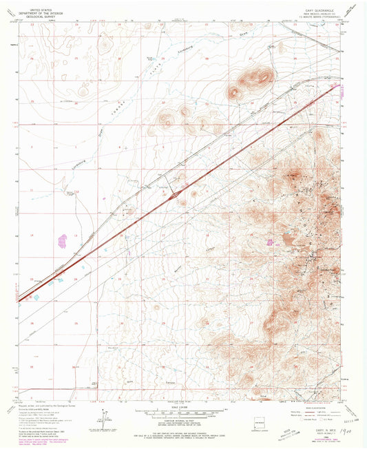 Classic USGS Gary New Mexico 7.5'x7.5' Topo Map Image