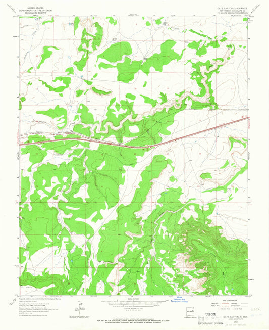 Classic USGS Gate Canyon New Mexico 7.5'x7.5' Topo Map Image