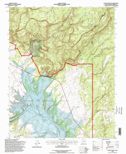 Classic USGS Ghost Ranch New Mexico 7.5'x7.5' Topo Map Image