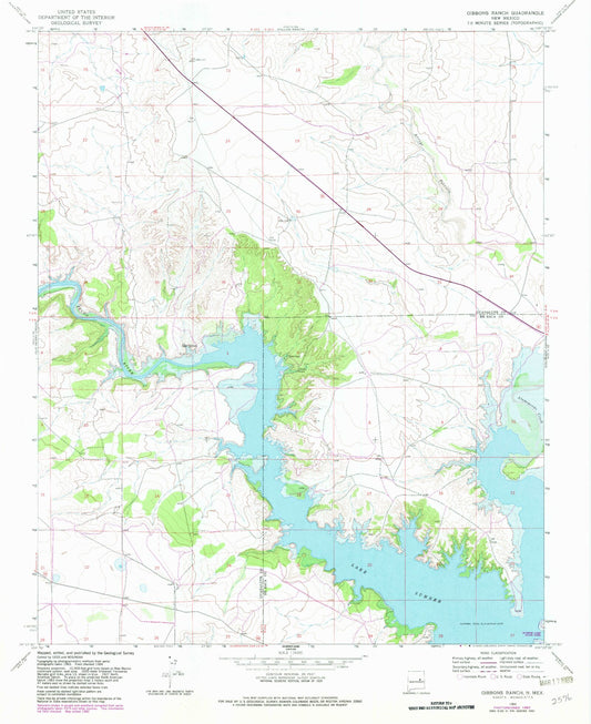 Classic USGS Gibbons Ranch New Mexico 7.5'x7.5' Topo Map Image