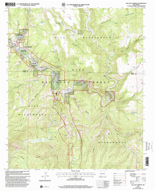 Classic USGS Gila Hot Springs New Mexico 7.5'x7.5' Topo Map Image