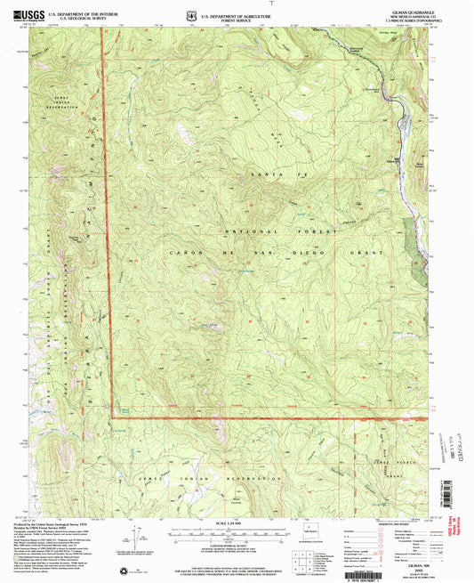 Classic USGS Gilman New Mexico 7.5'x7.5' Topo Map Image