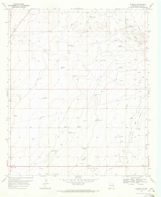 Classic USGS Gladiola New Mexico 7.5'x7.5' Topo Map Image