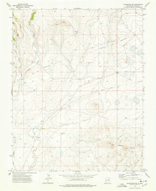Classic USGS Gladstone NW New Mexico 7.5'x7.5' Topo Map Image