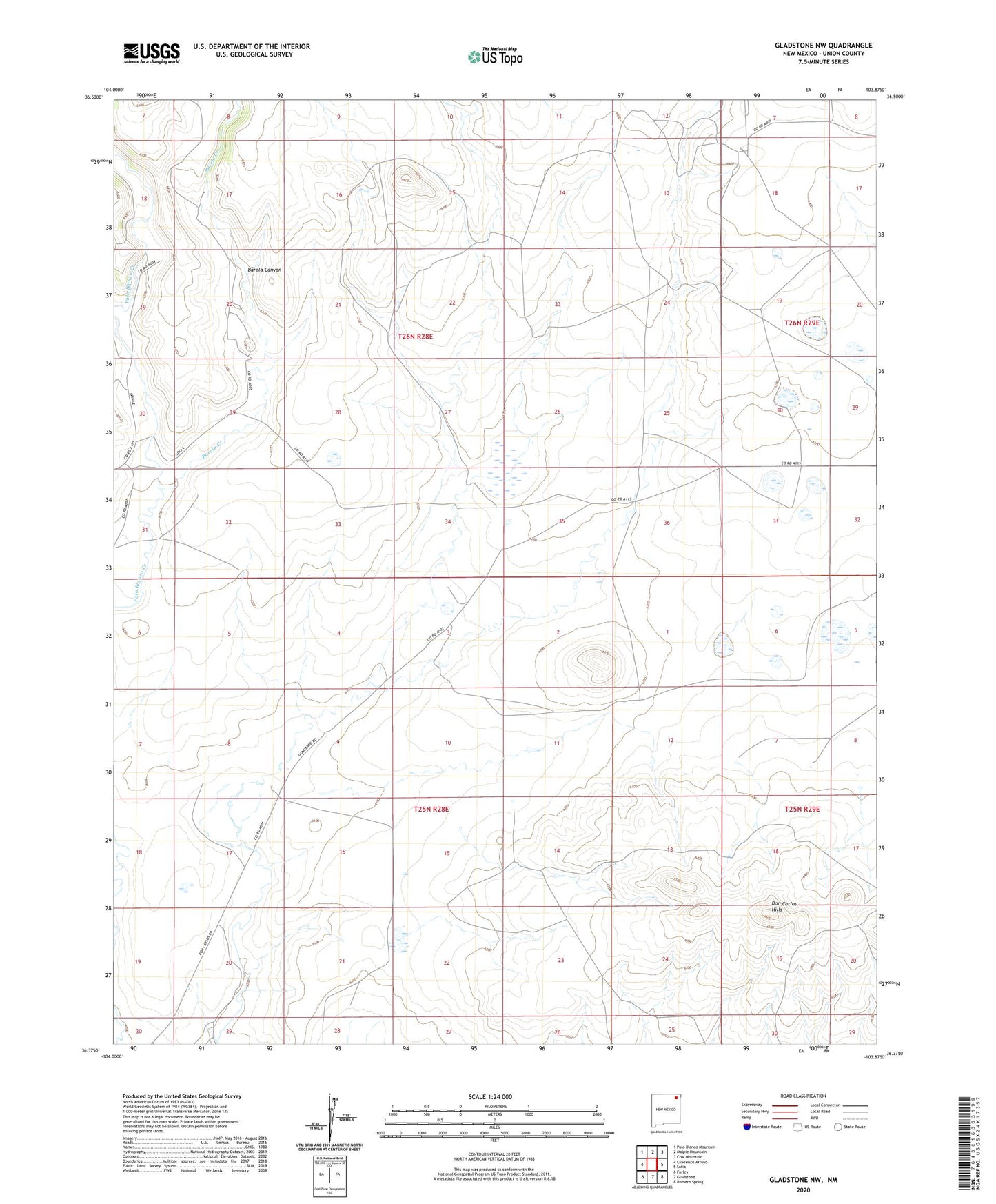 Gladstone NW New Mexico US Topo Map Image