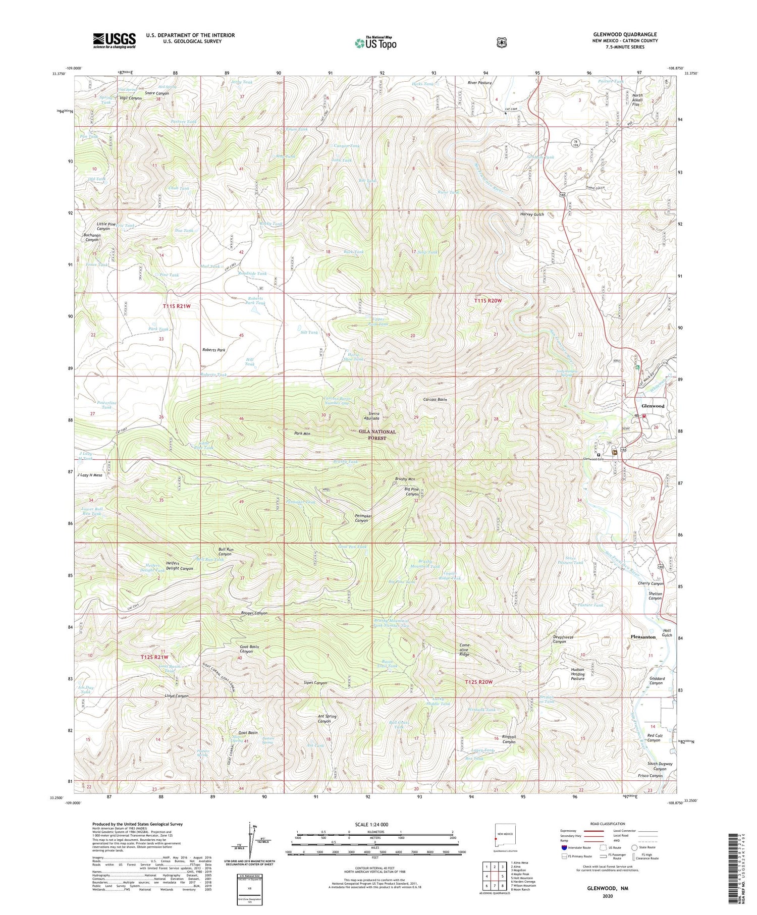 Glenwood New Mexico US Topo Map Image