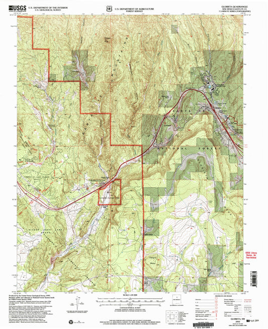Classic USGS Glorieta New Mexico 7.5'x7.5' Topo Map Image