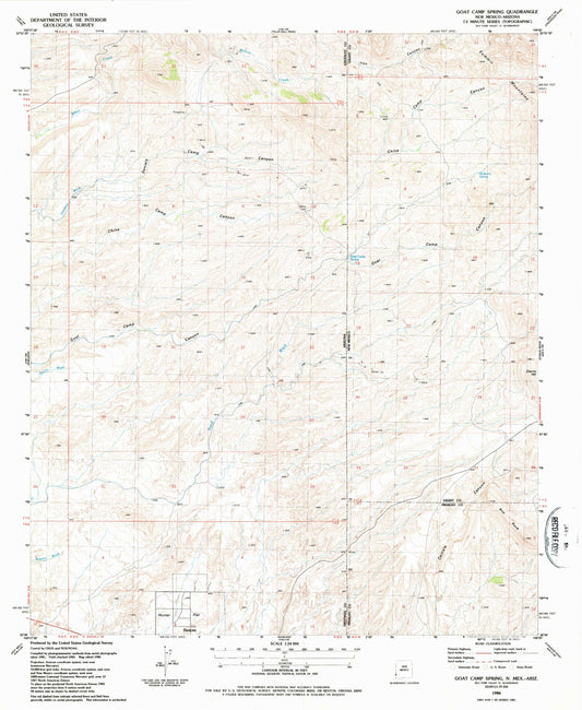 Classic USGS Goat Camp Spring New Mexico 7.5'x7.5' Topo Map Image