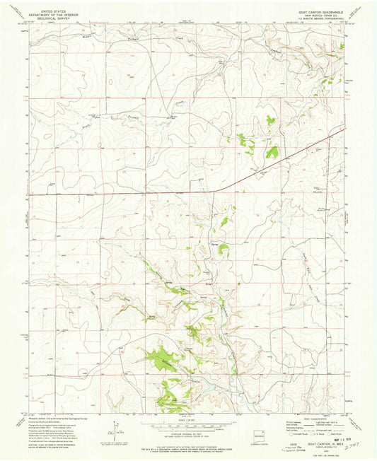 Classic USGS Goat Canyon New Mexico 7.5'x7.5' Topo Map Image