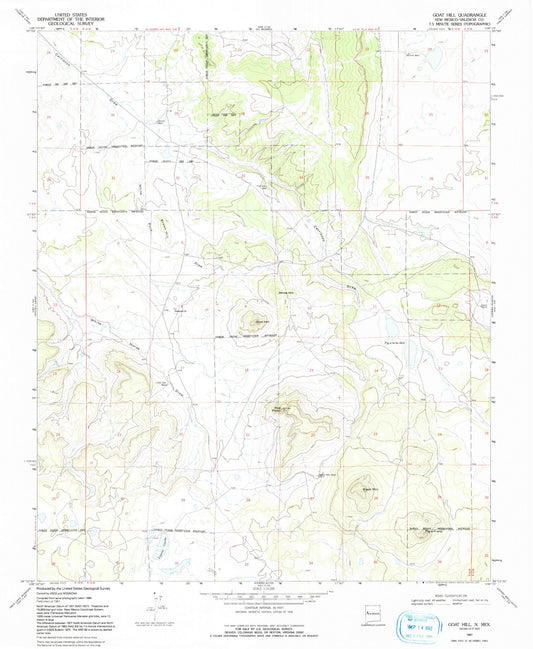 Classic USGS Goat Hill New Mexico 7.5'x7.5' Topo Map Image
