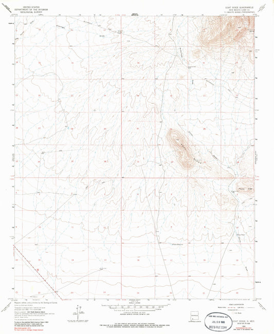 Classic USGS Goat Ridge New Mexico 7.5'x7.5' Topo Map Image