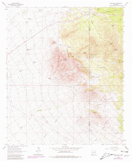 Classic USGS Gold Hill New Mexico 7.5'x7.5' Topo Map Image