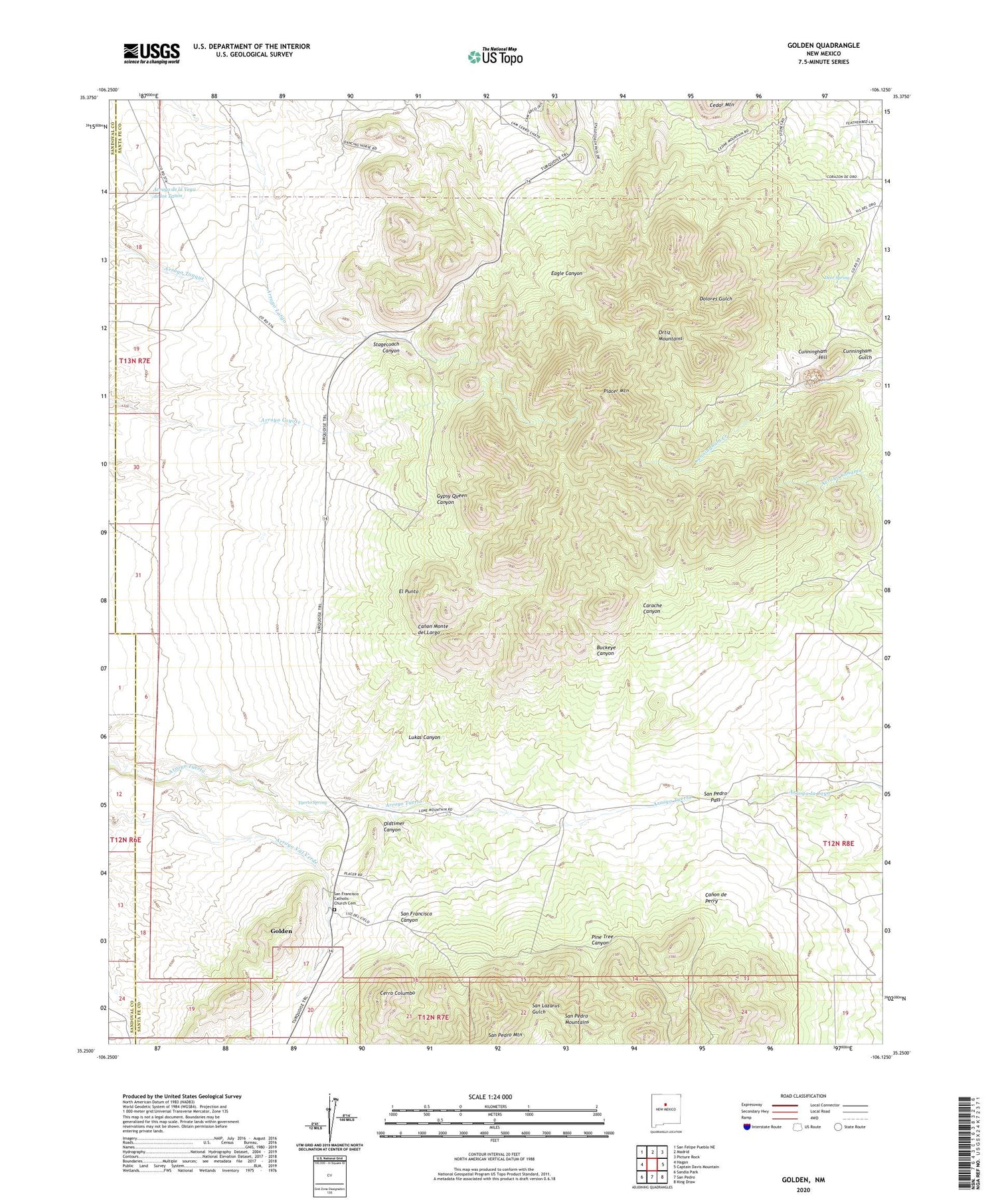 Golden New Mexico US Topo Map Image