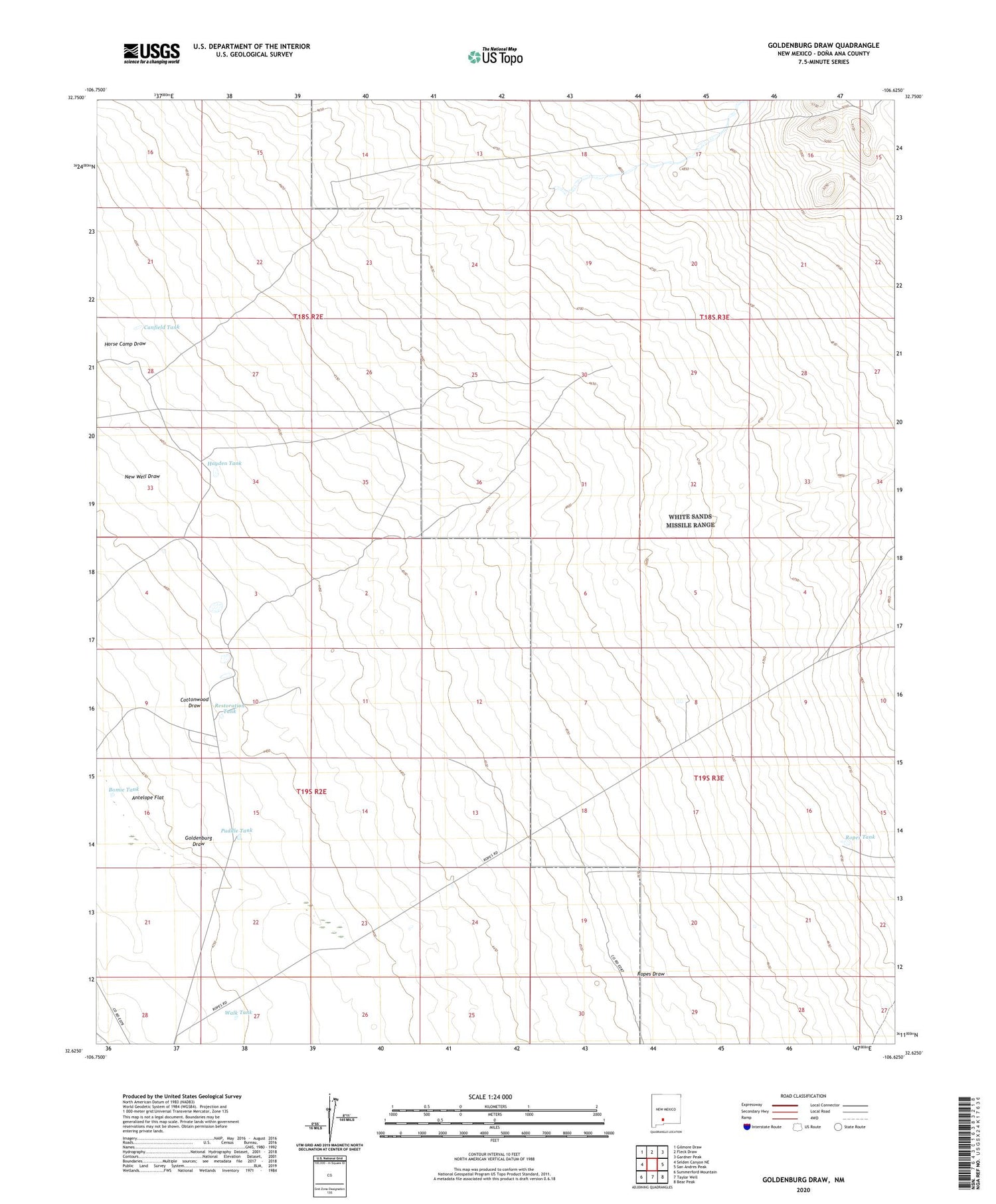 Goldenburg Draw New Mexico US Topo Map Image