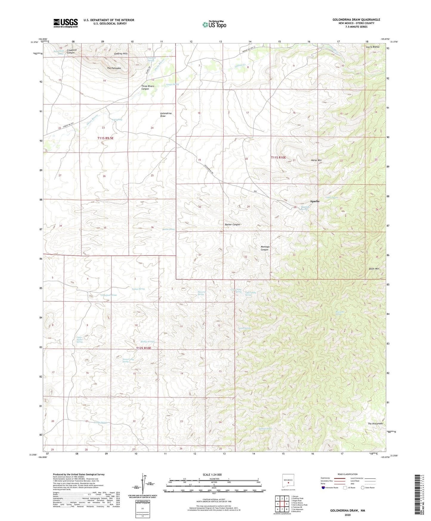 Golondrina Draw New Mexico US Topo Map Image