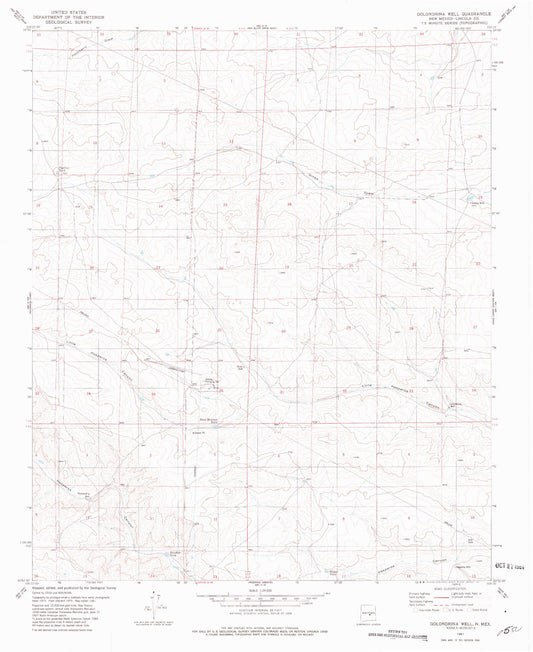 Classic USGS Golondrina Well New Mexico 7.5'x7.5' Topo Map Image