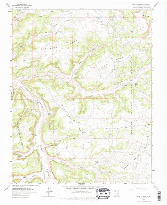 Classic USGS Gonzales Mesa New Mexico 7.5'x7.5' Topo Map Image