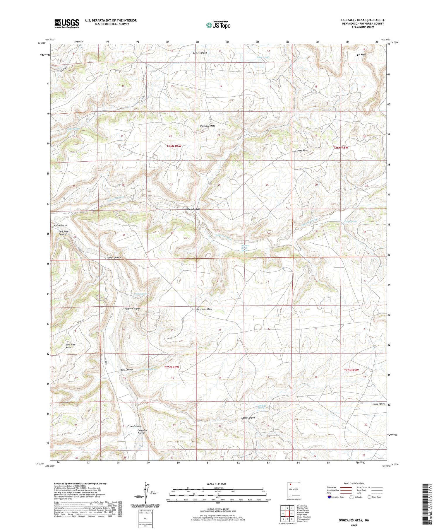 Gonzales Mesa New Mexico US Topo Map Image