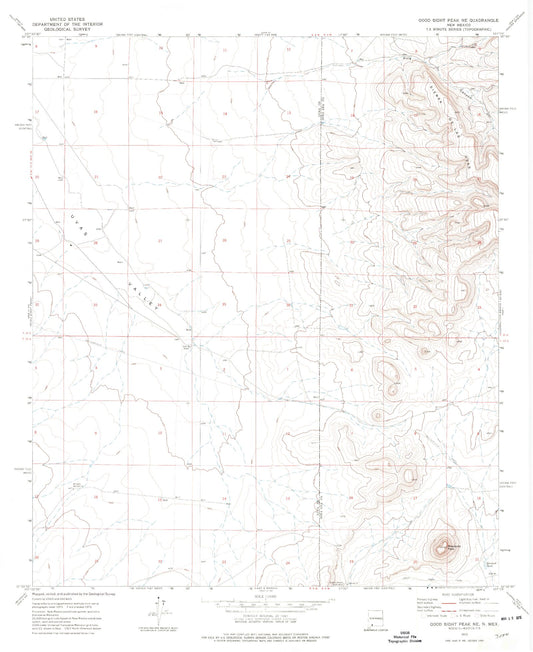 Classic USGS Good Sight Peak NE New Mexico 7.5'x7.5' Topo Map Image
