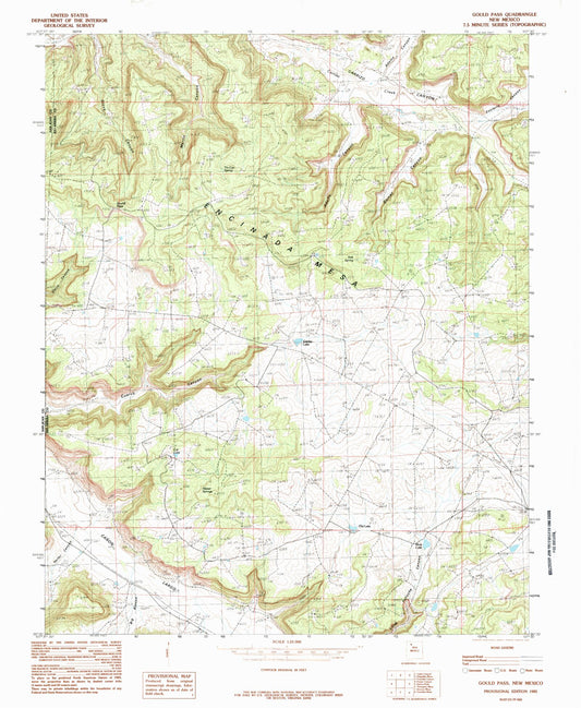 Classic USGS Gould Pass New Mexico 7.5'x7.5' Topo Map Image