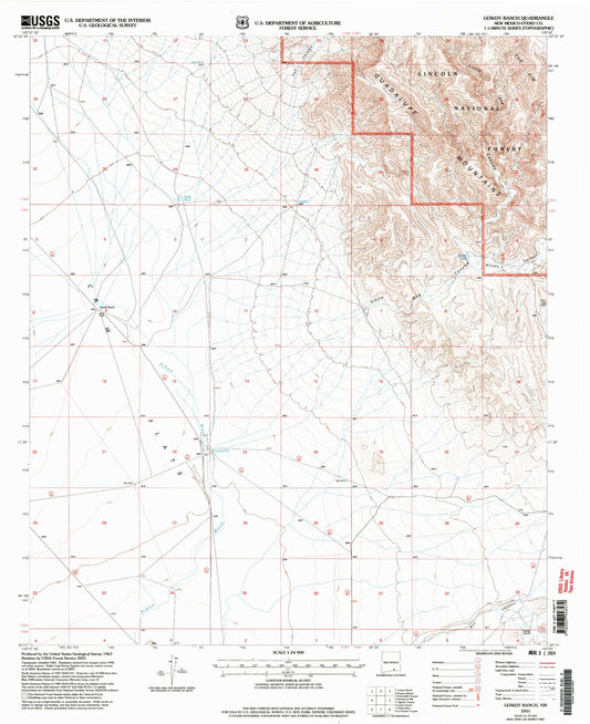 Classic USGS Gowdy Ranch New Mexico 7.5'x7.5' Topo Map Image