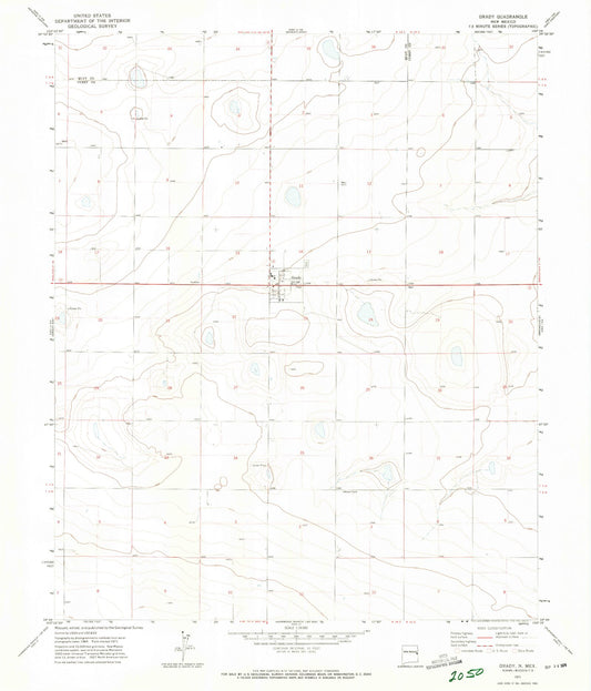Classic USGS Grady New Mexico 7.5'x7.5' Topo Map Image