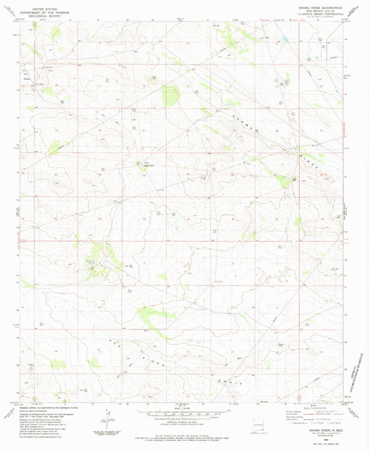 Classic USGS Grama Ridge New Mexico 7.5'x7.5' Topo Map Image