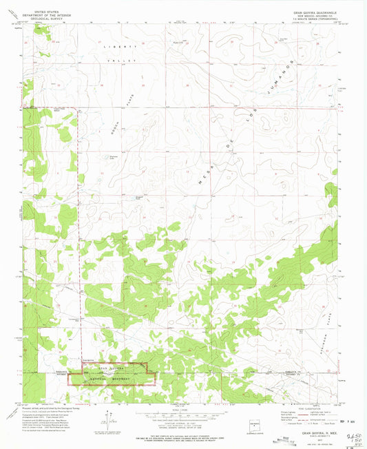 Classic USGS Gran Quivira New Mexico 7.5'x7.5' Topo Map Image